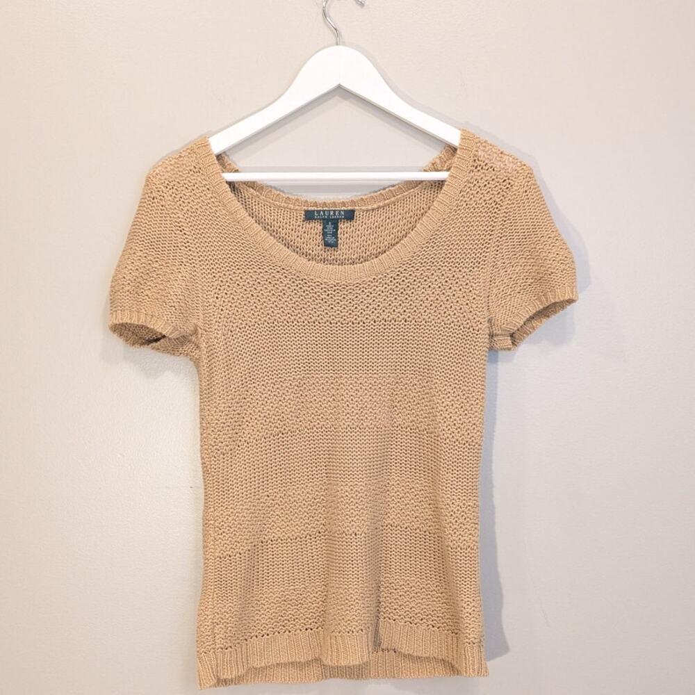 Ralph Lauren Sweater Top Beige Classic Traditional Retro Chic - Size S